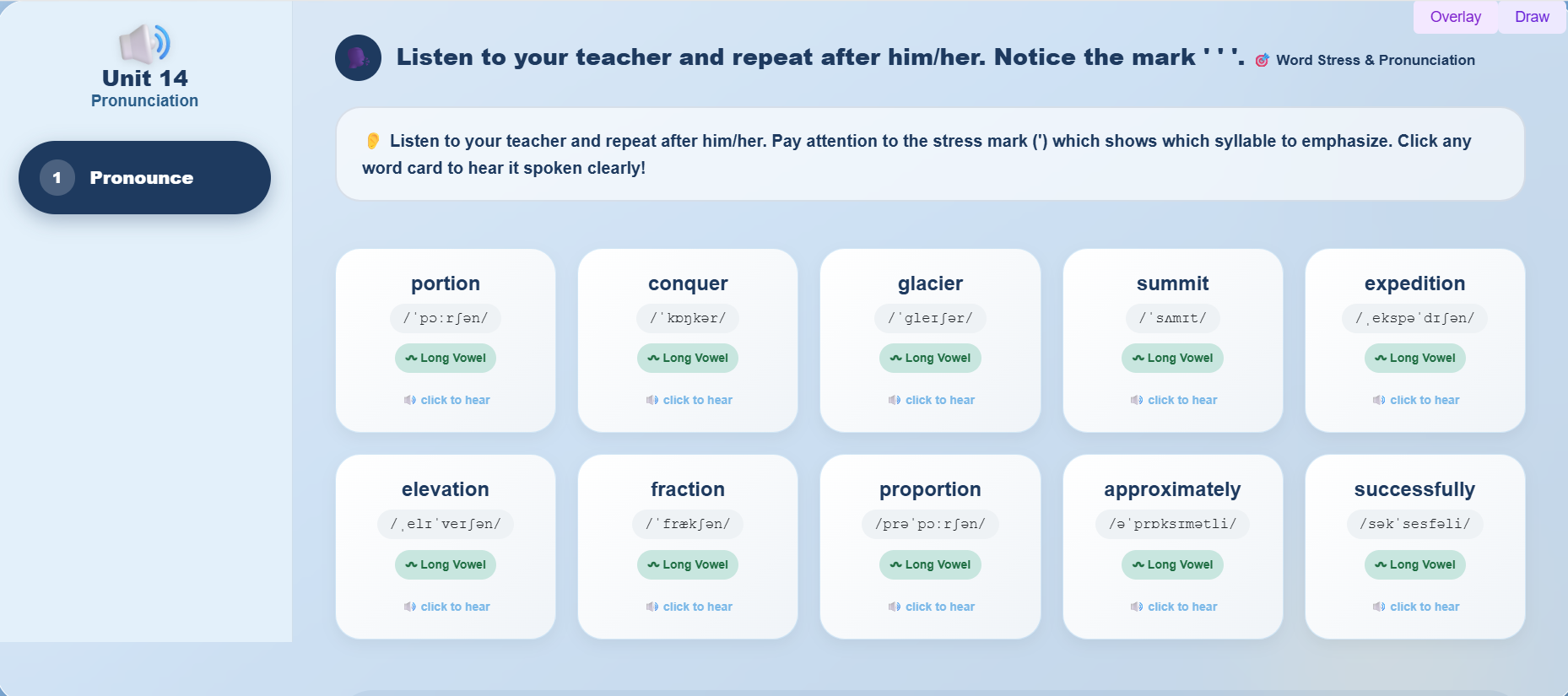 Pronunciation : Syllable stress