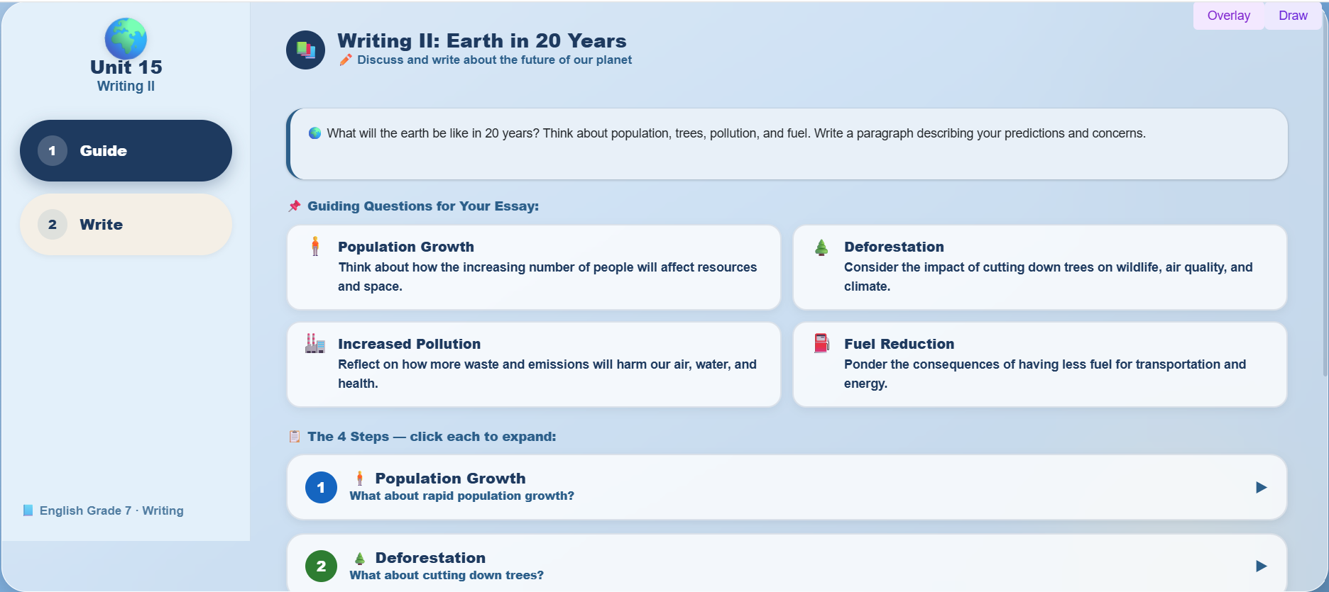 Writing II : a paragraph on “The future of the Earth”