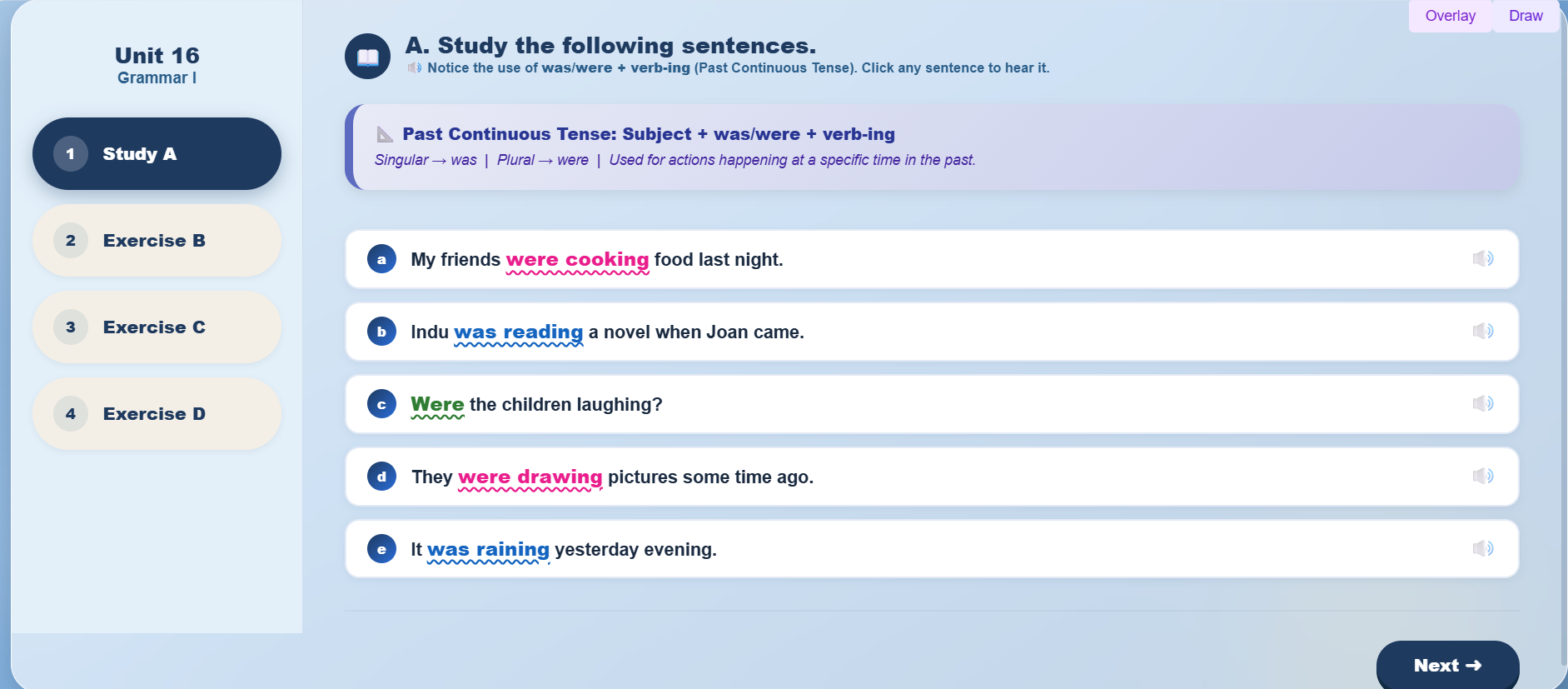 Grammar I: Past Continuous Tense