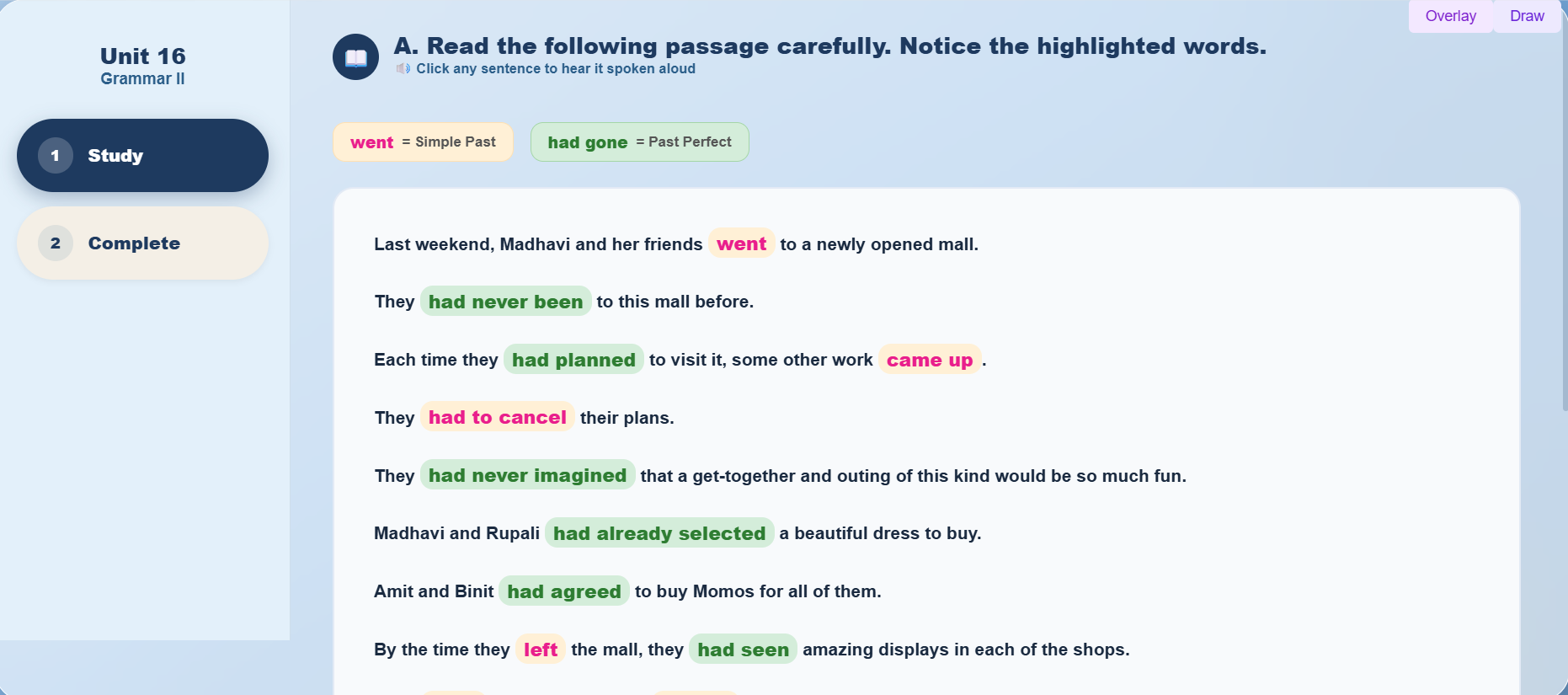Grammar II: Simple Past and Past Perfect Tenses