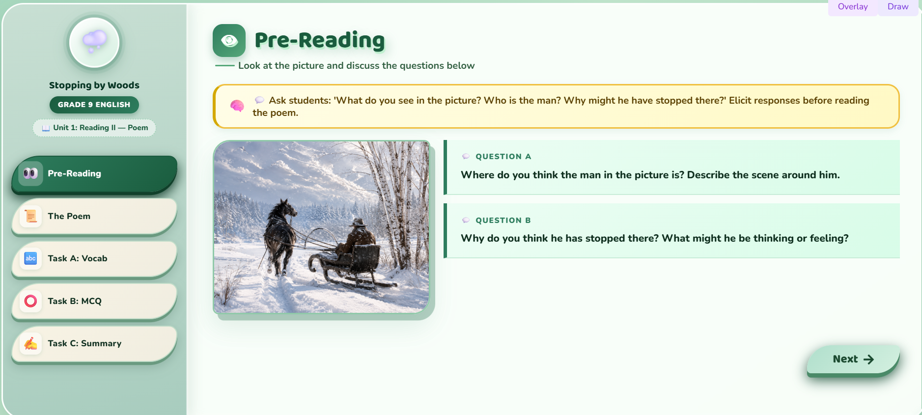 Reading II Poem: Stopping by Woods on a Snowy Evening