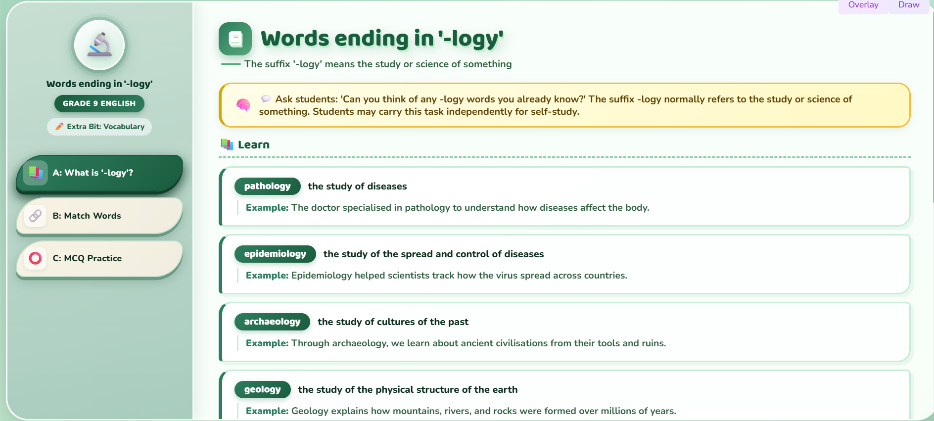 Extra bit : words with -logy