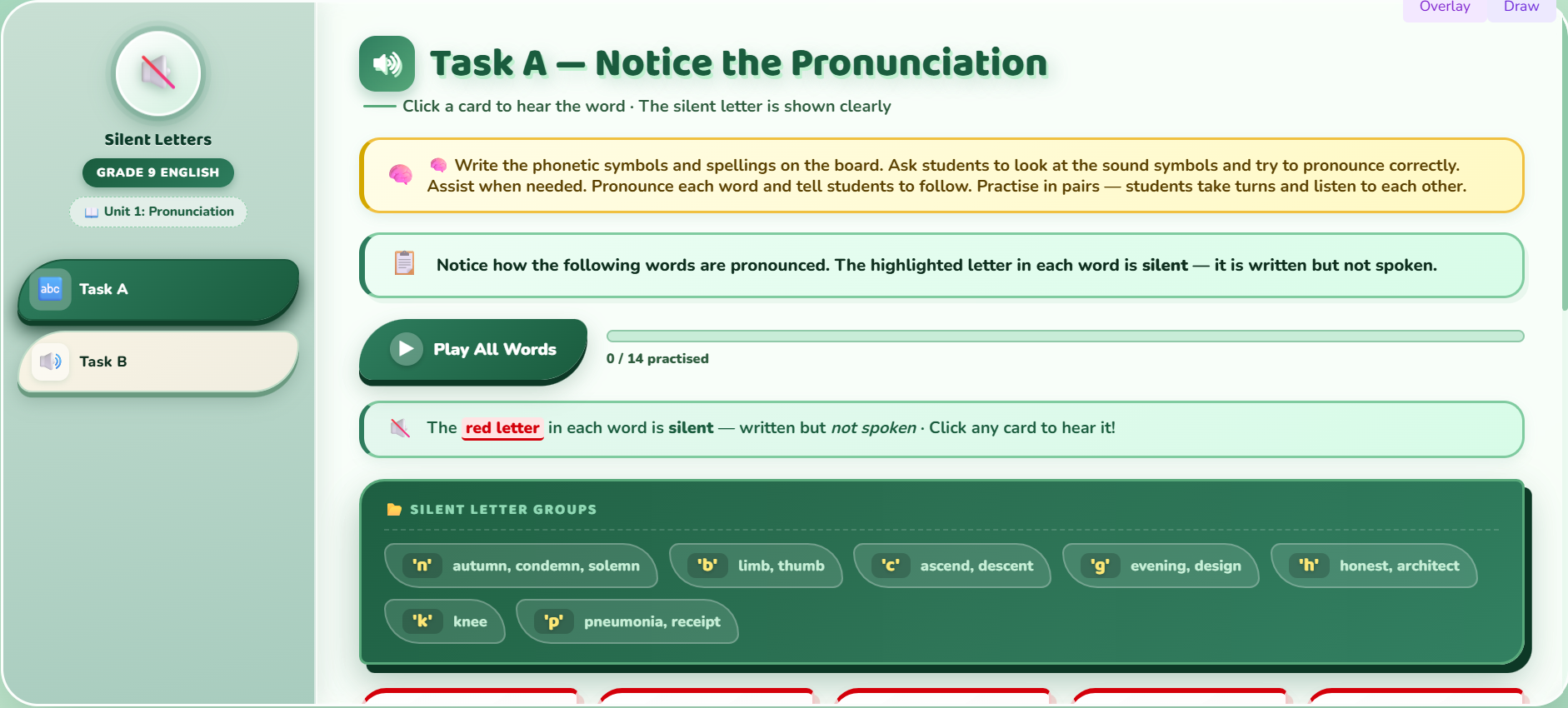 Pronunciation : Silent letters