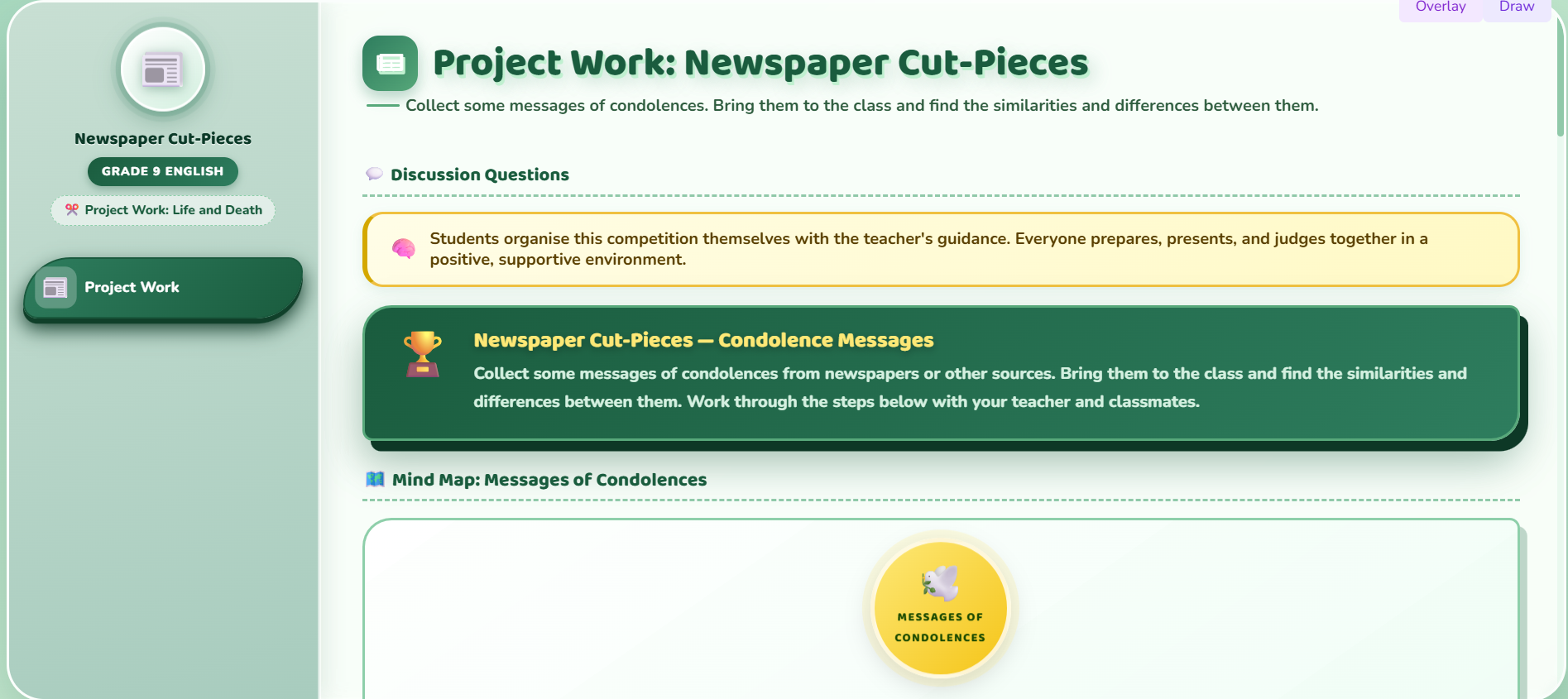 Project work : Newspaper cut-pieces