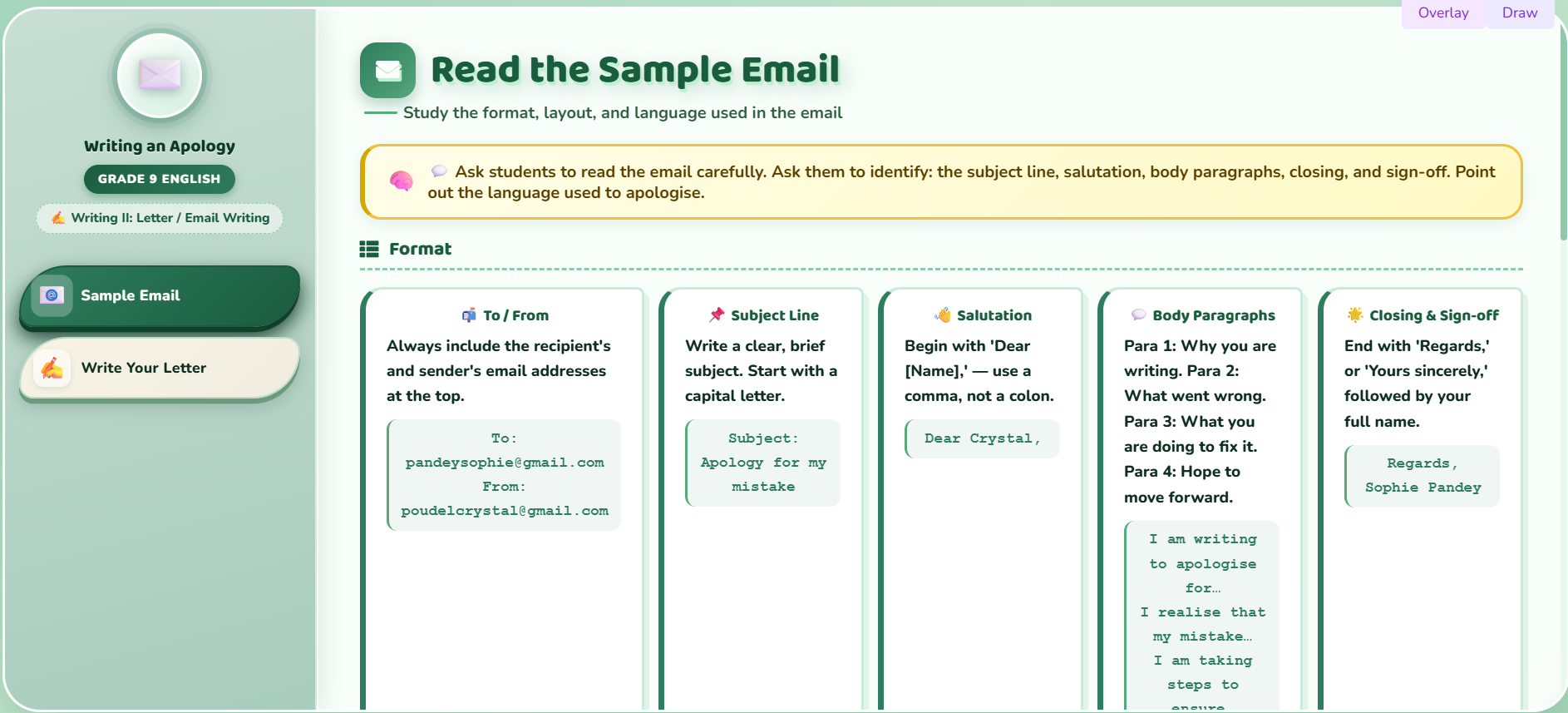 Writing II : Letter/Email writing