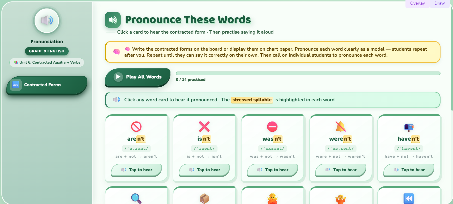 Pronunciation : Contracted auxiliary verbs