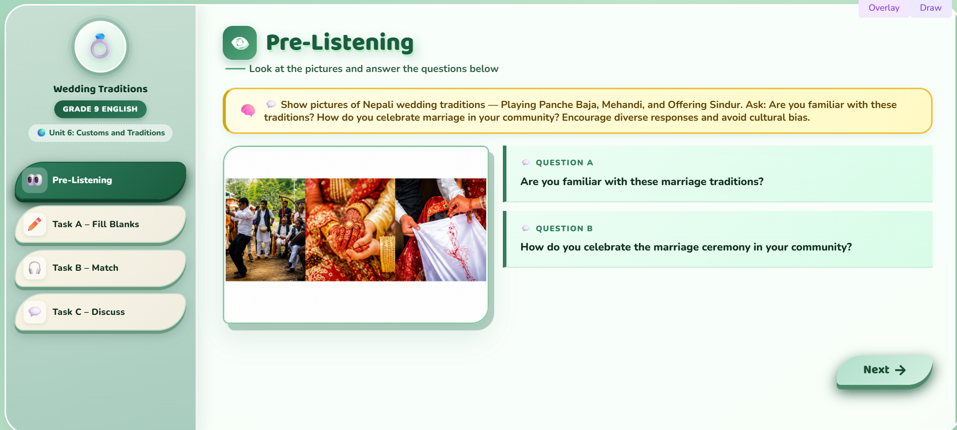 Listening : Most fascinating wedding traditions