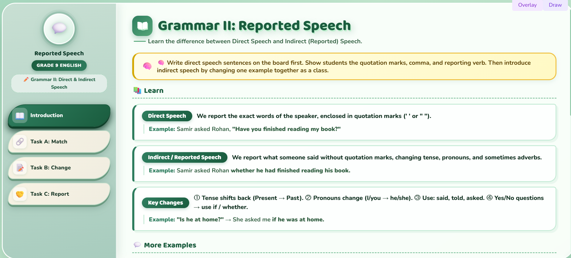 Grammar II : Reported Speech
