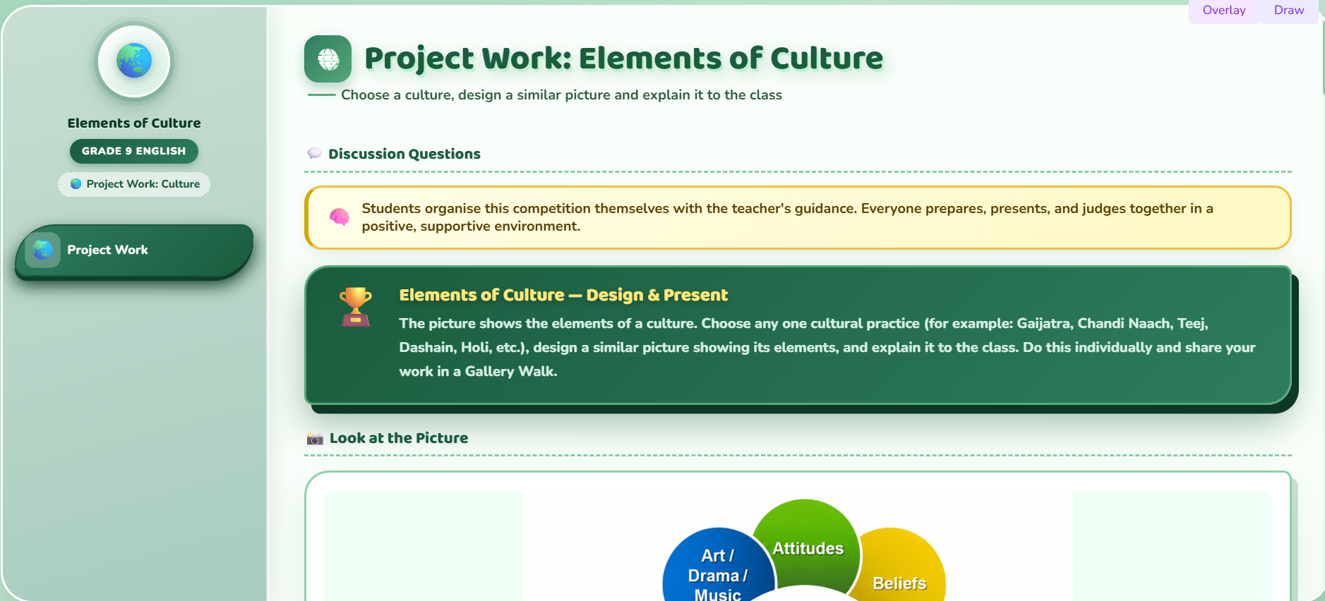 Project work : Elements of culture
