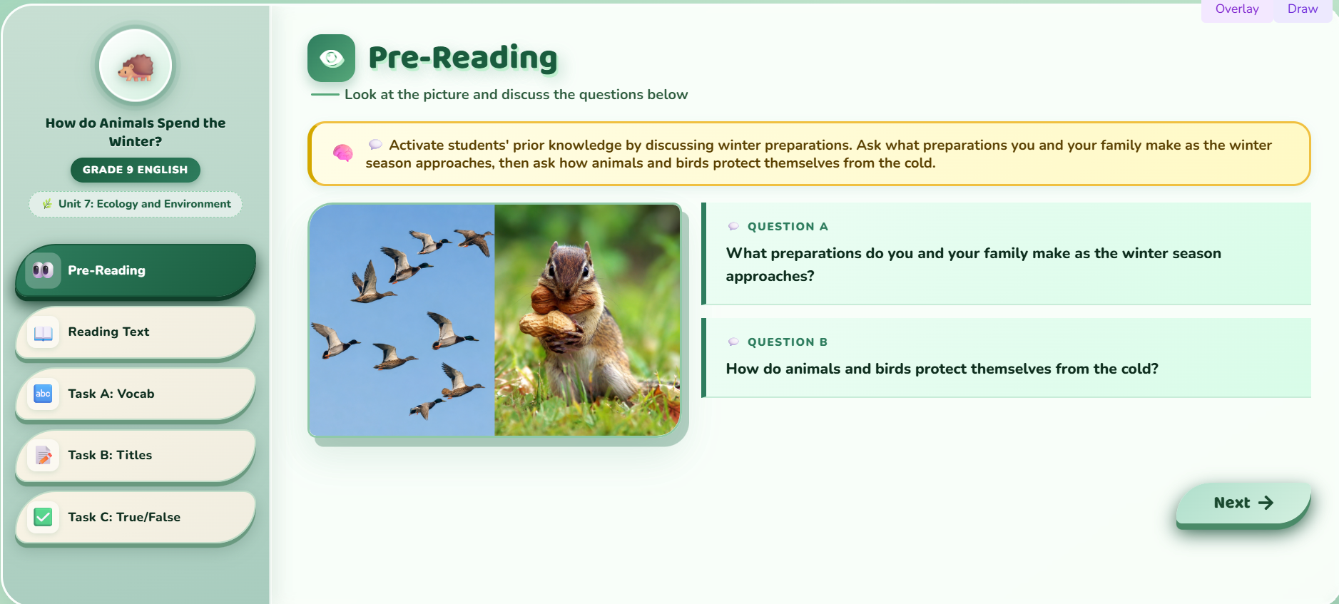 Reading I Essay: How Animals Spend the Winter?