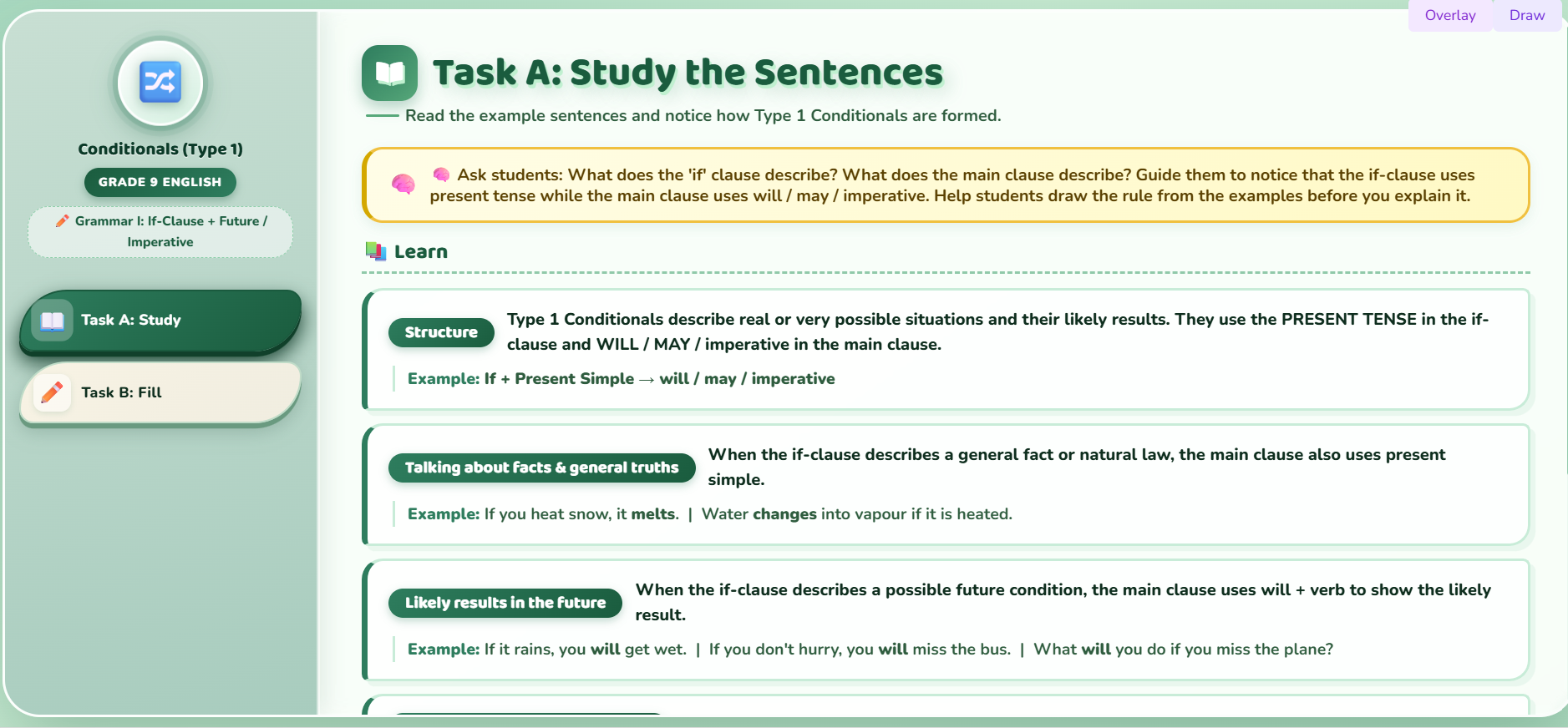 Grammar I : Conditionals (Type 1)