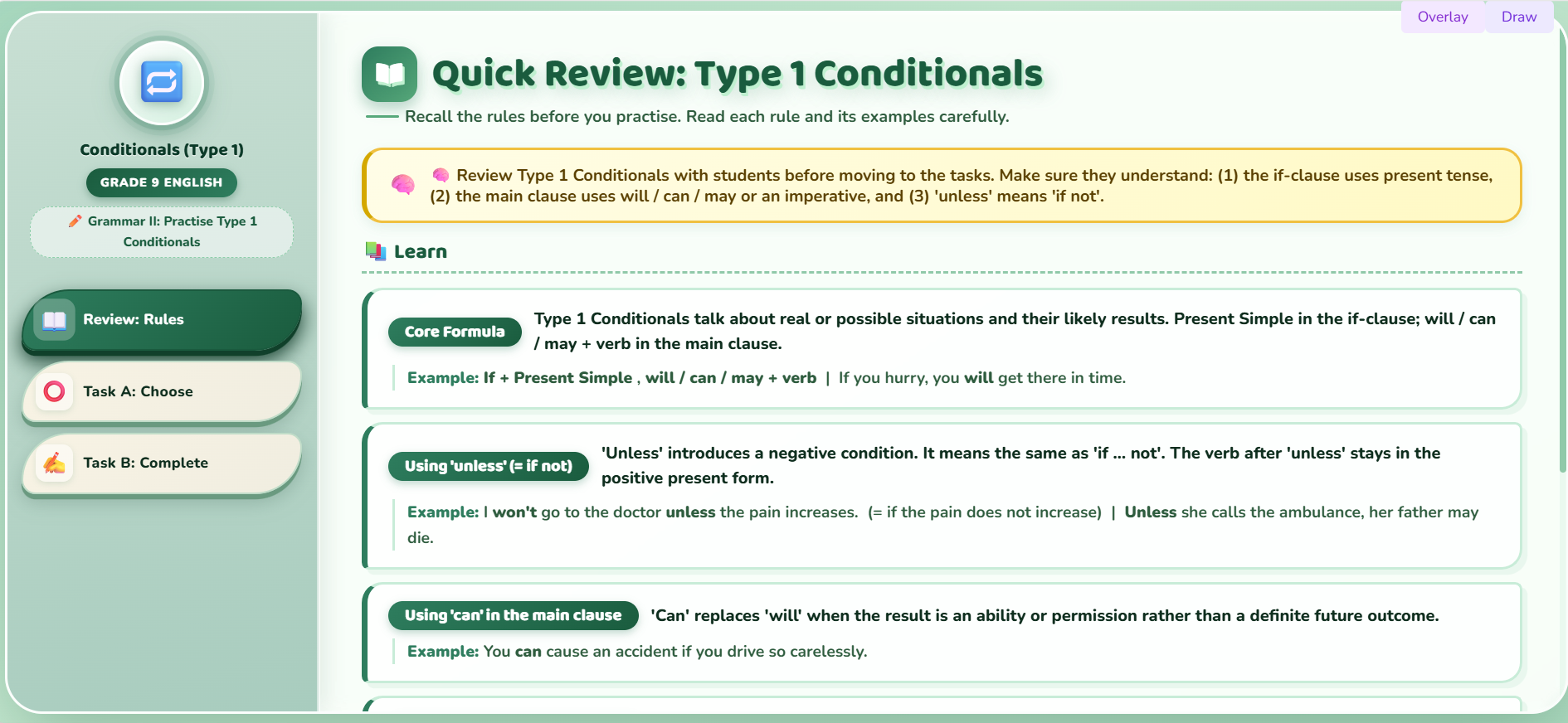 Grammar II : Conditionals (Type 1)