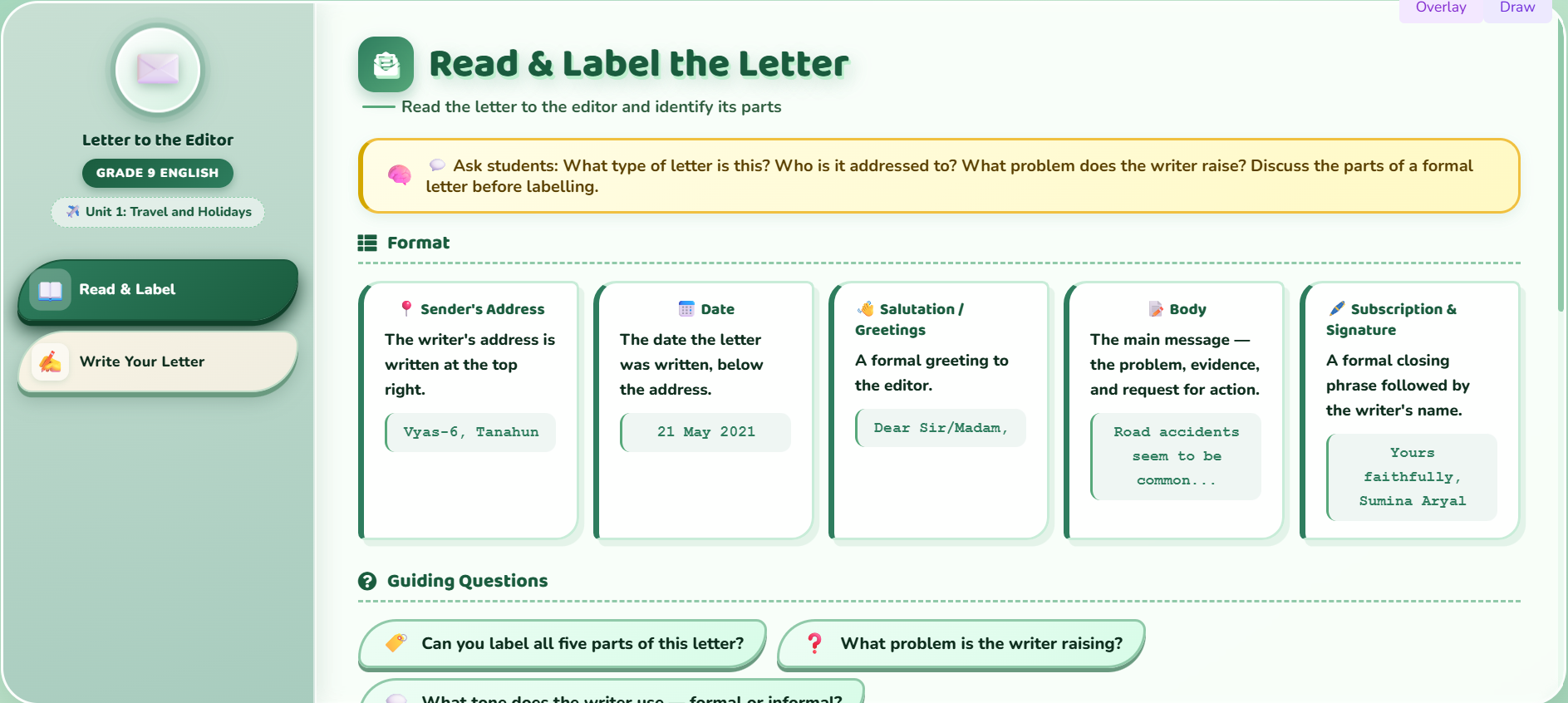 Writing II : Letter to the editor