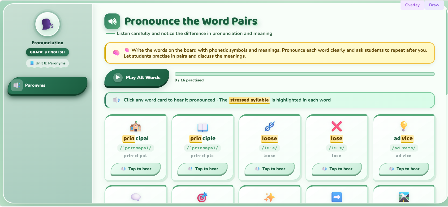 Pronunciation :  the weather-related words