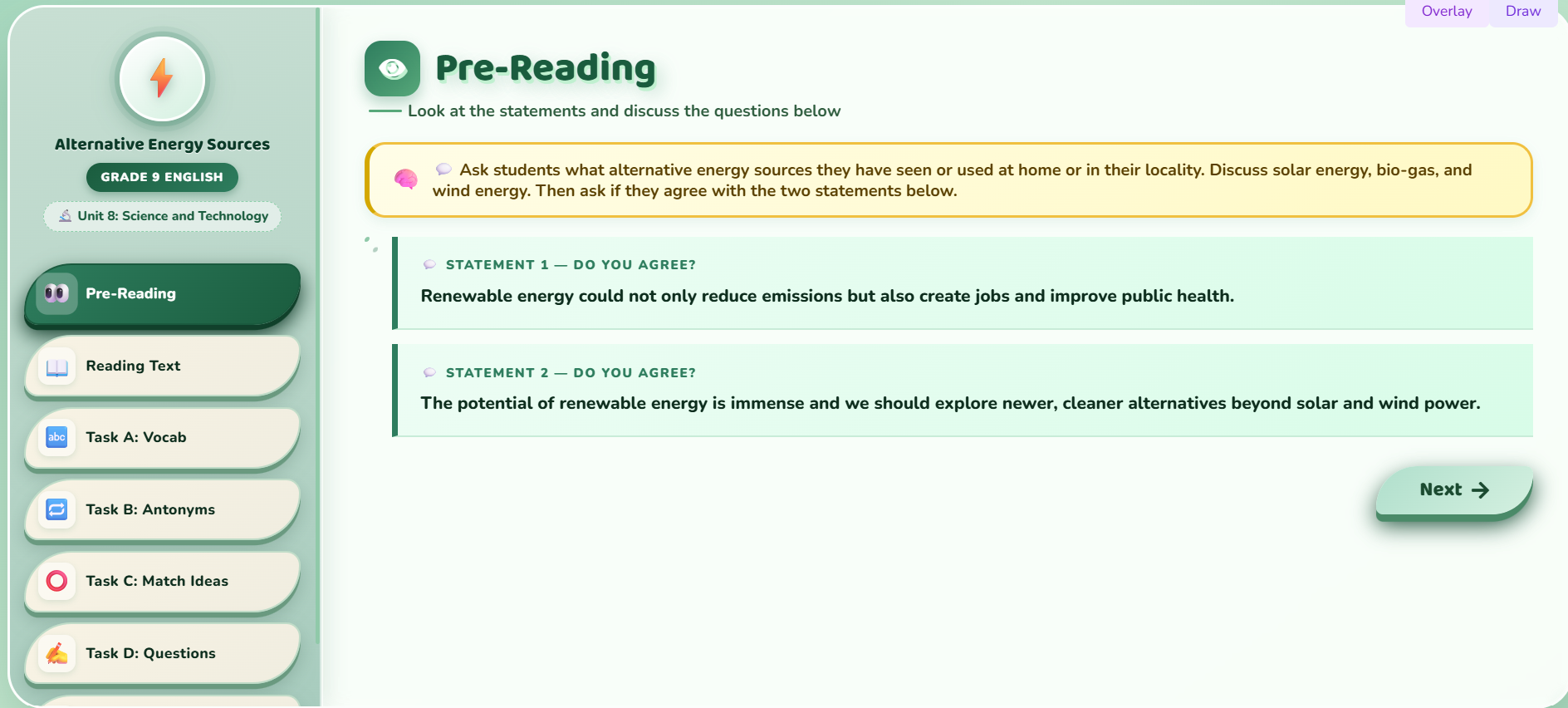 Reading II : The Alternative Energy Sources
