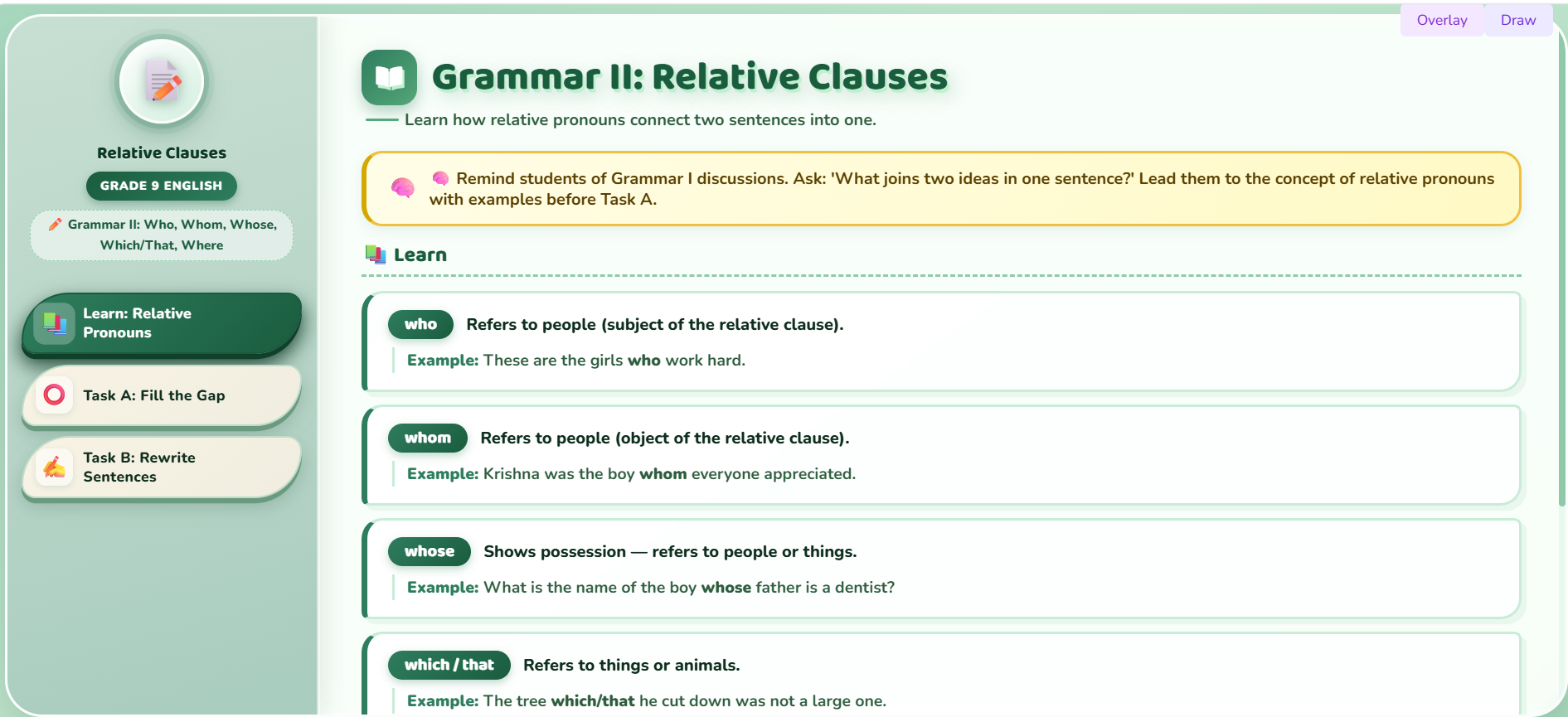 Grammar II : Relative clauses