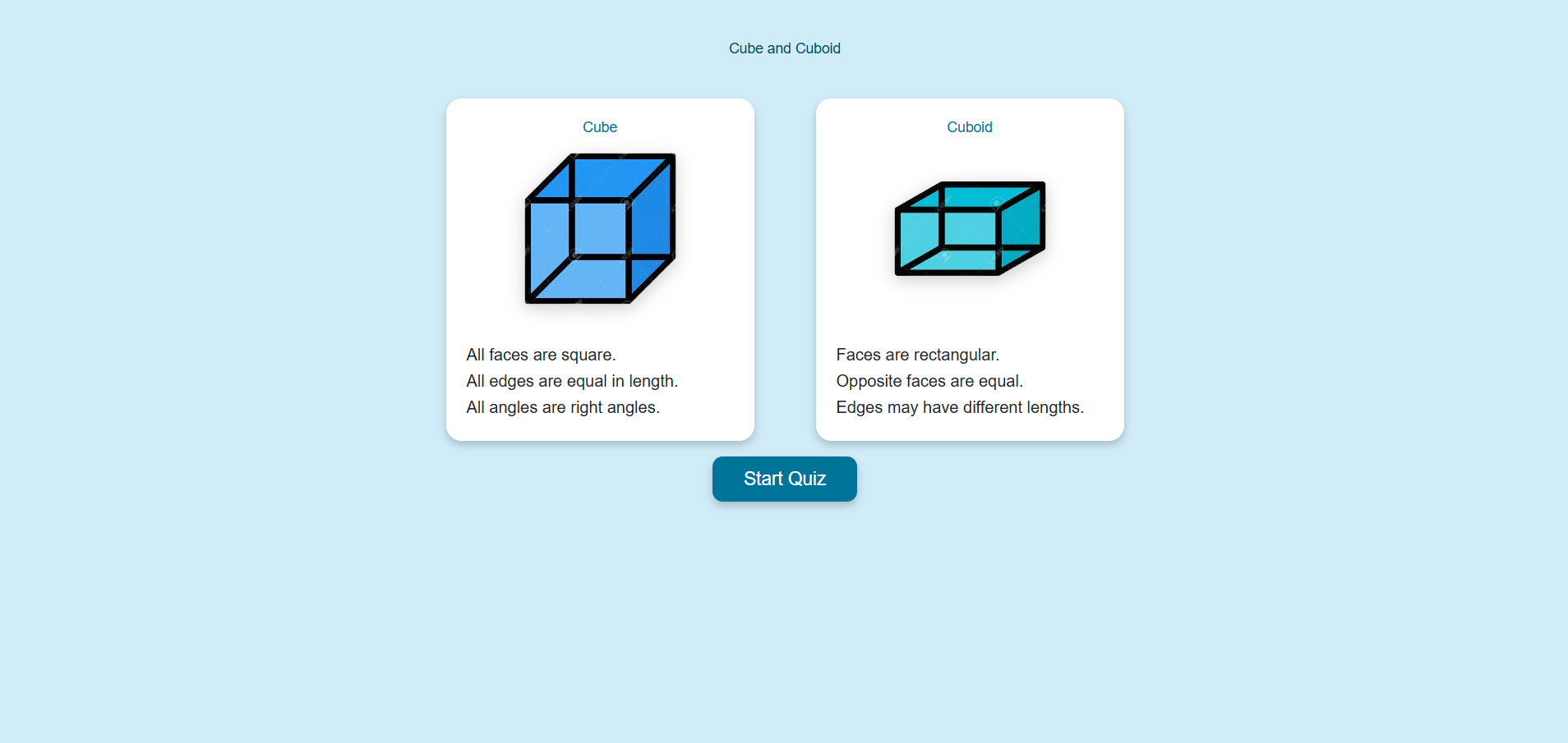 Separation of Cube and Cuboid Objects using Drag and Drop