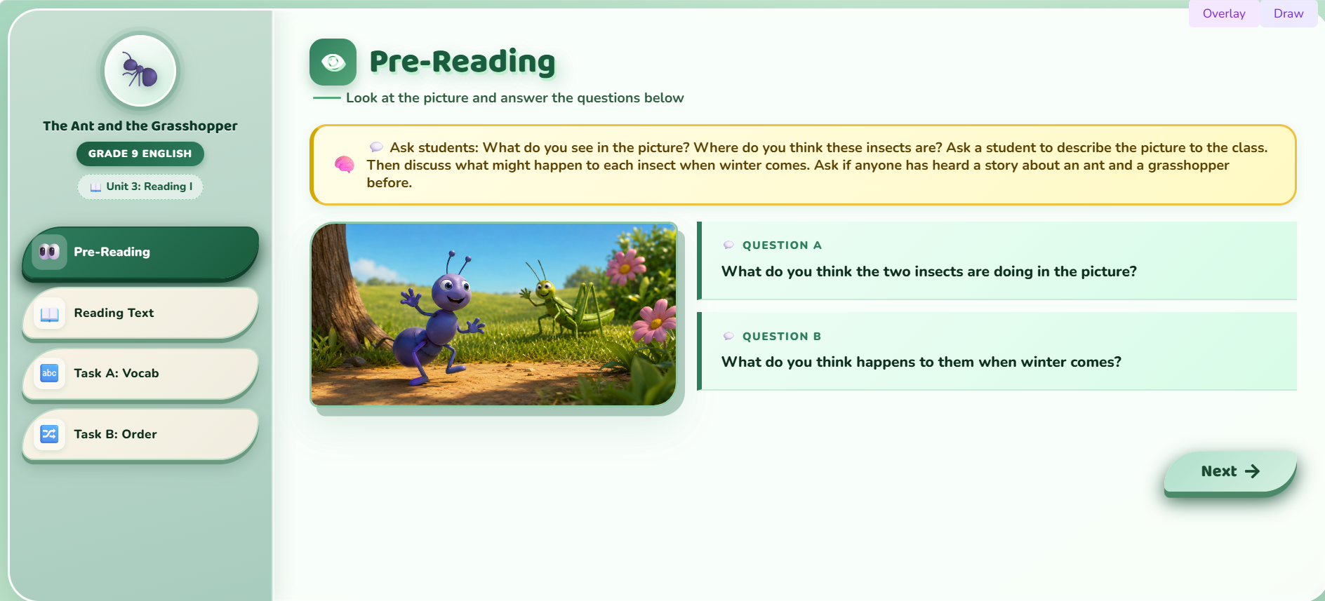 Reading I : The Ant and the Grasshopper