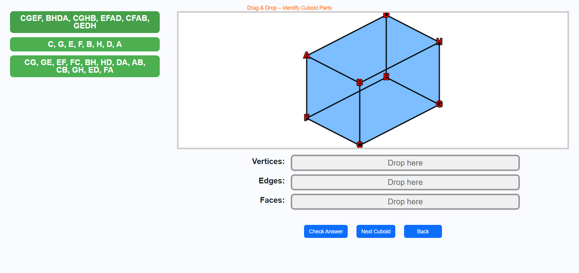 Faces,Edges and Vertices of Object