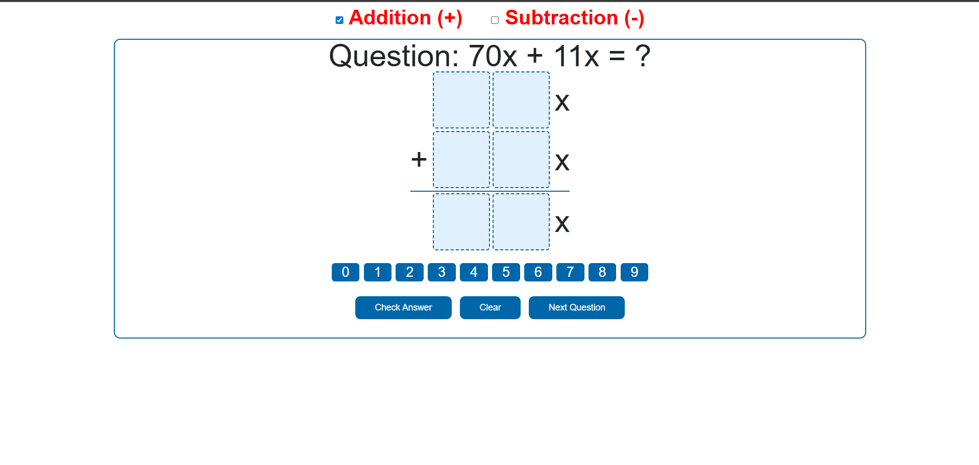Addition and Subtraction of like terms