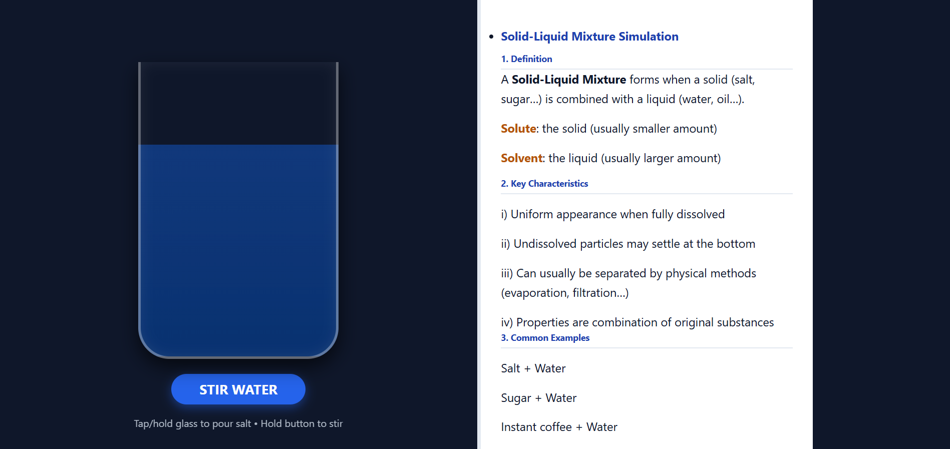 Mixtures of Solids and Liquids