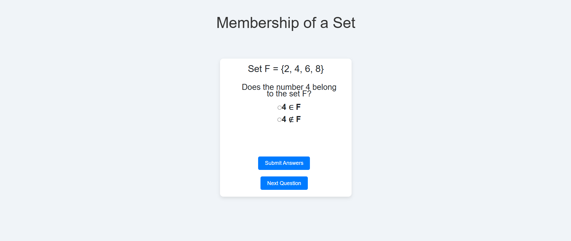 Memebership of a set