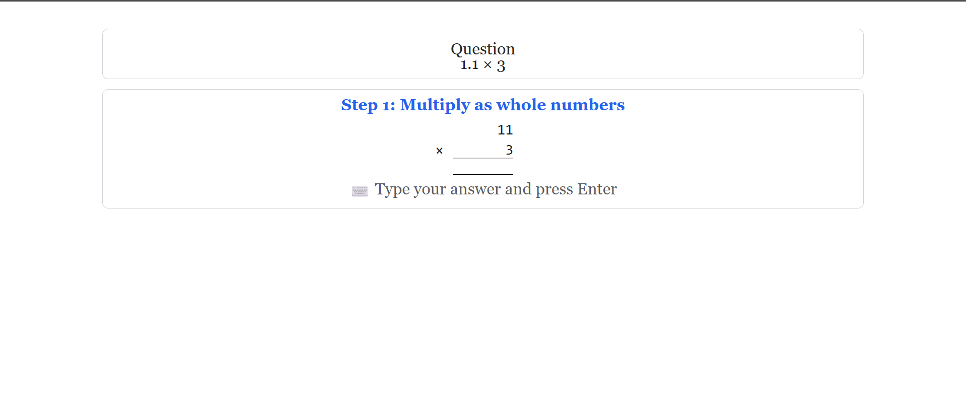 Multiplication of decimal number by a whole number