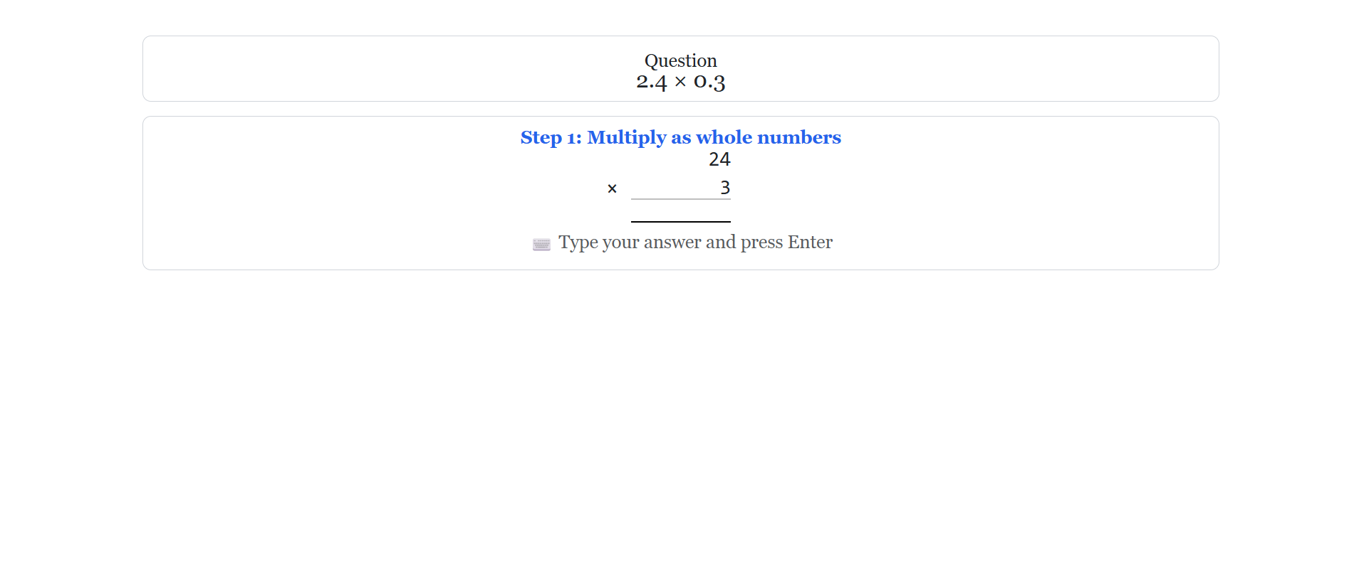 Multiplication of decimal numbers