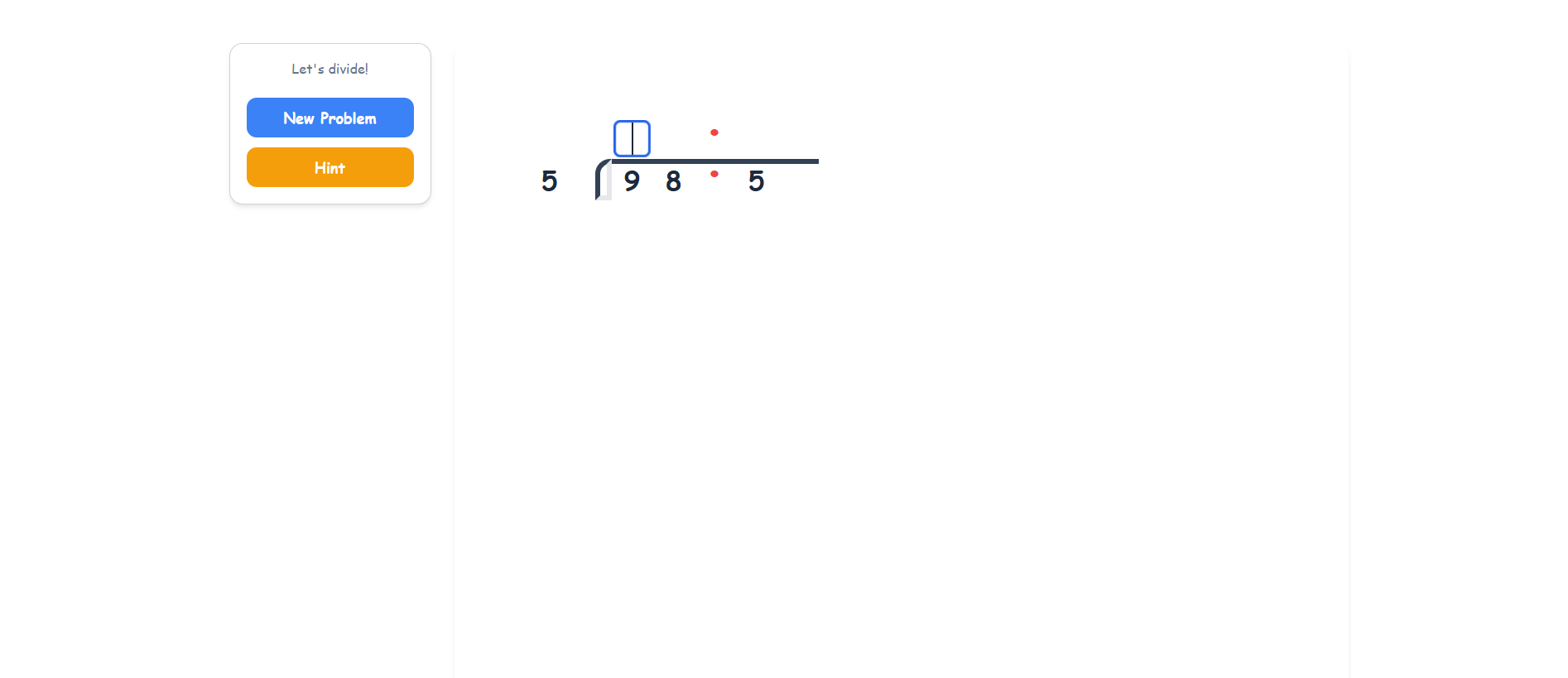 Division of the decimal number