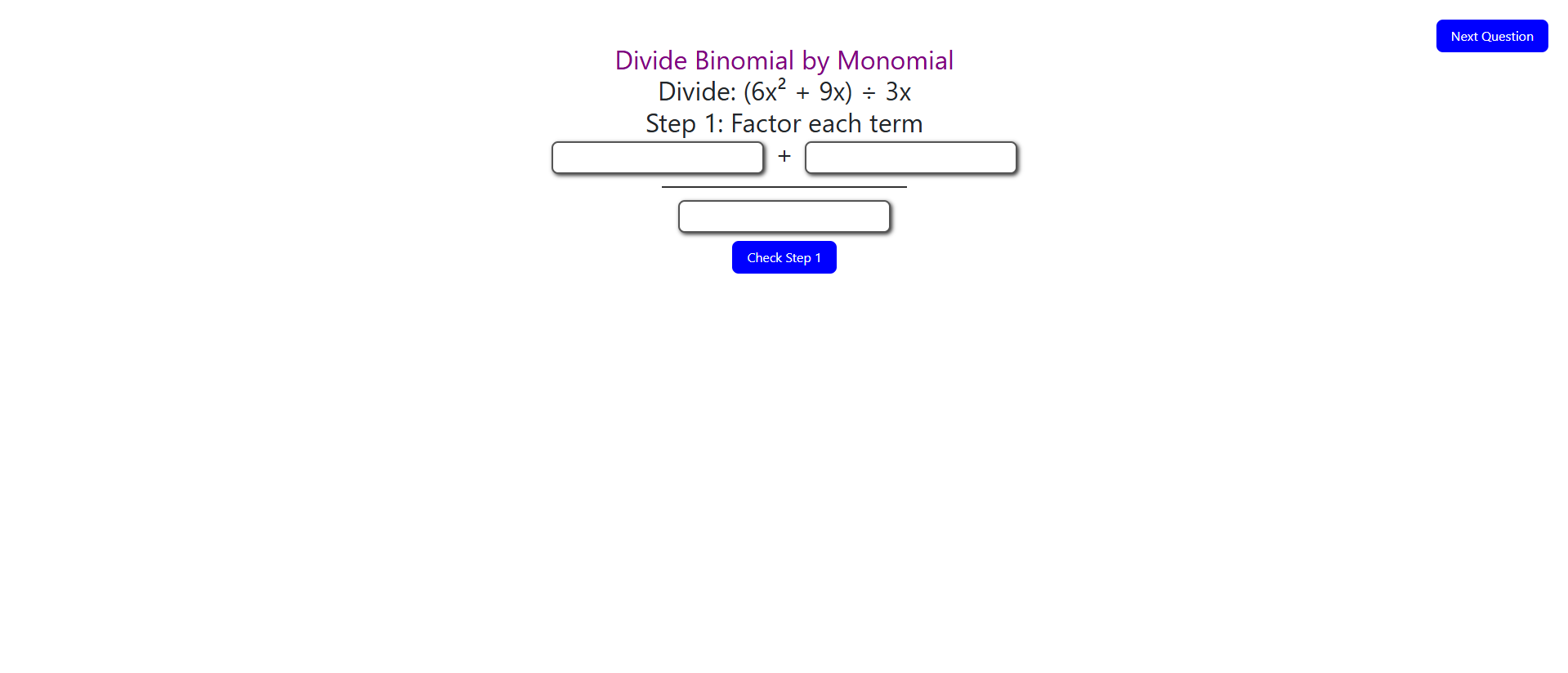 Division of binomial by monomial algebric expression