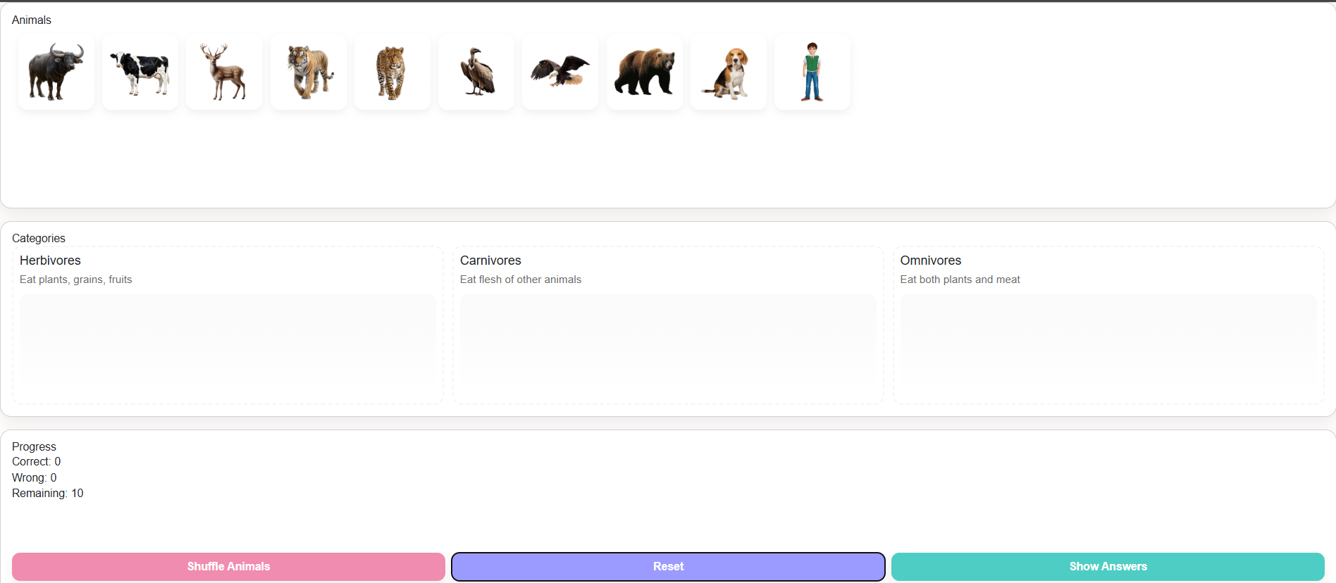 Classification of Animals on the Basis of Food
