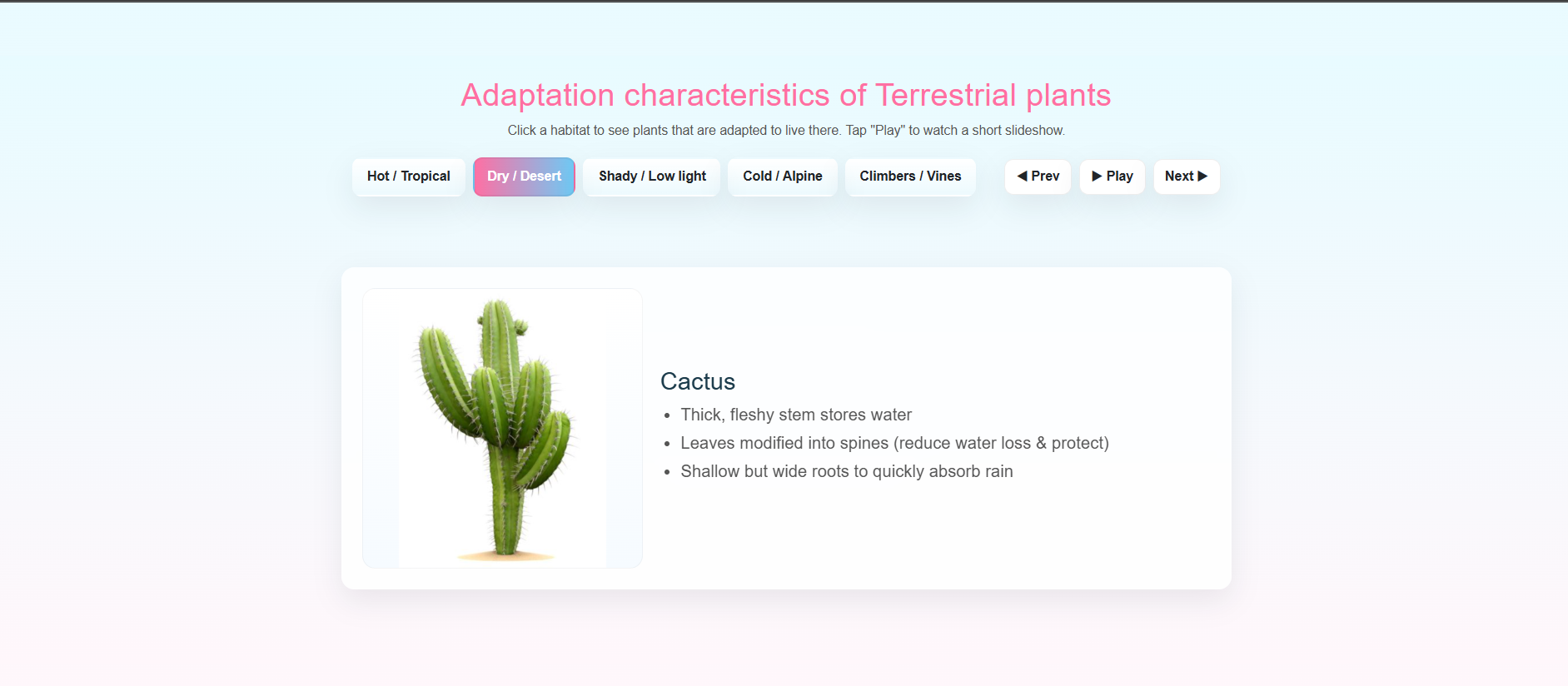Adaptation Characteristics of Terrestrial Plants