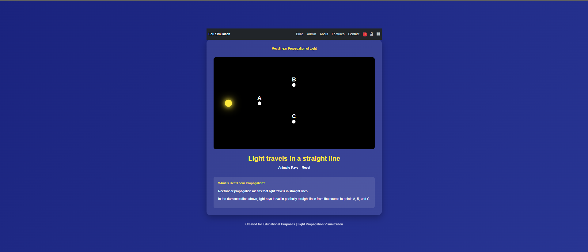 Rectilinear propagation of light