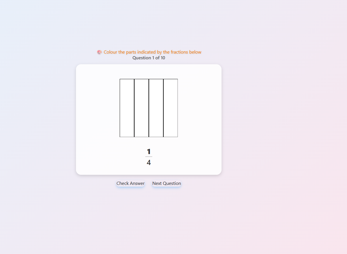 Shade the fractions in the given pictures