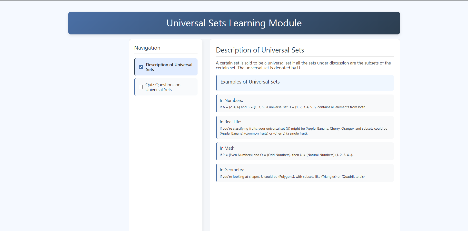 Universal Set