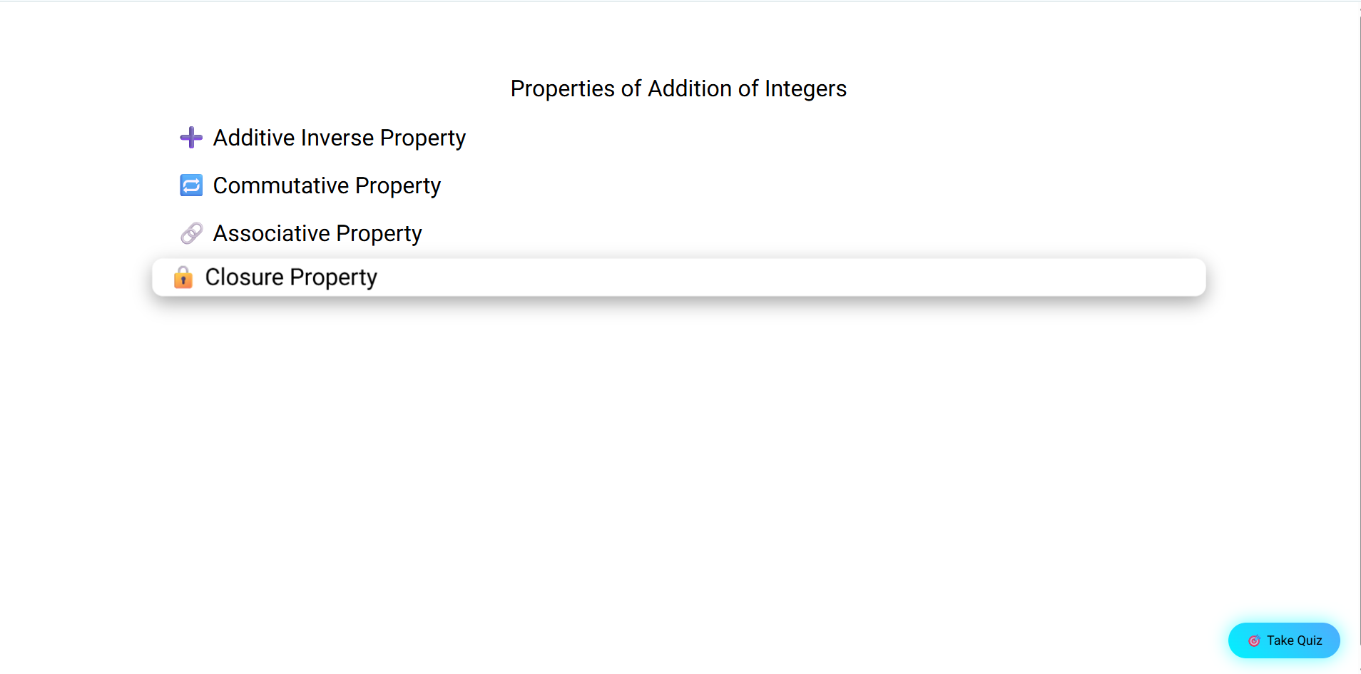 Properties of Addition of Integers