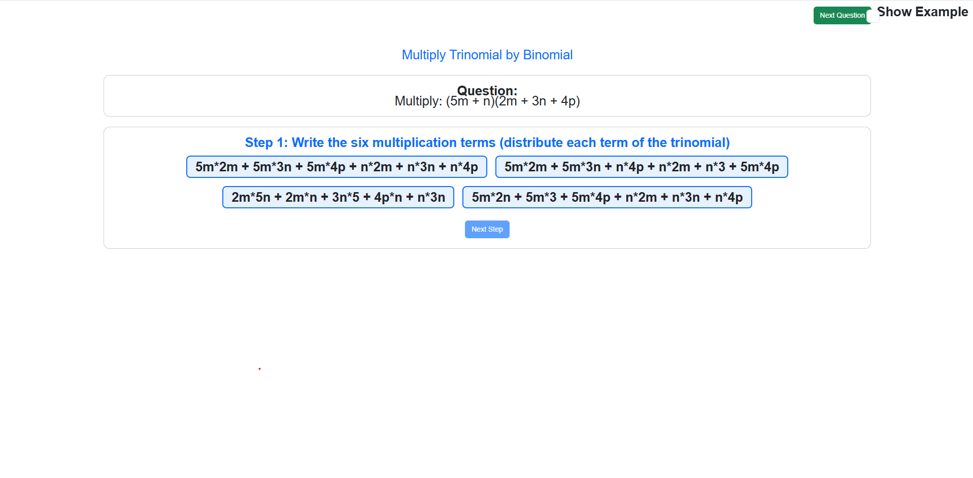 Multiplication of Trinomial Expression by Binomial Algebraic Expression