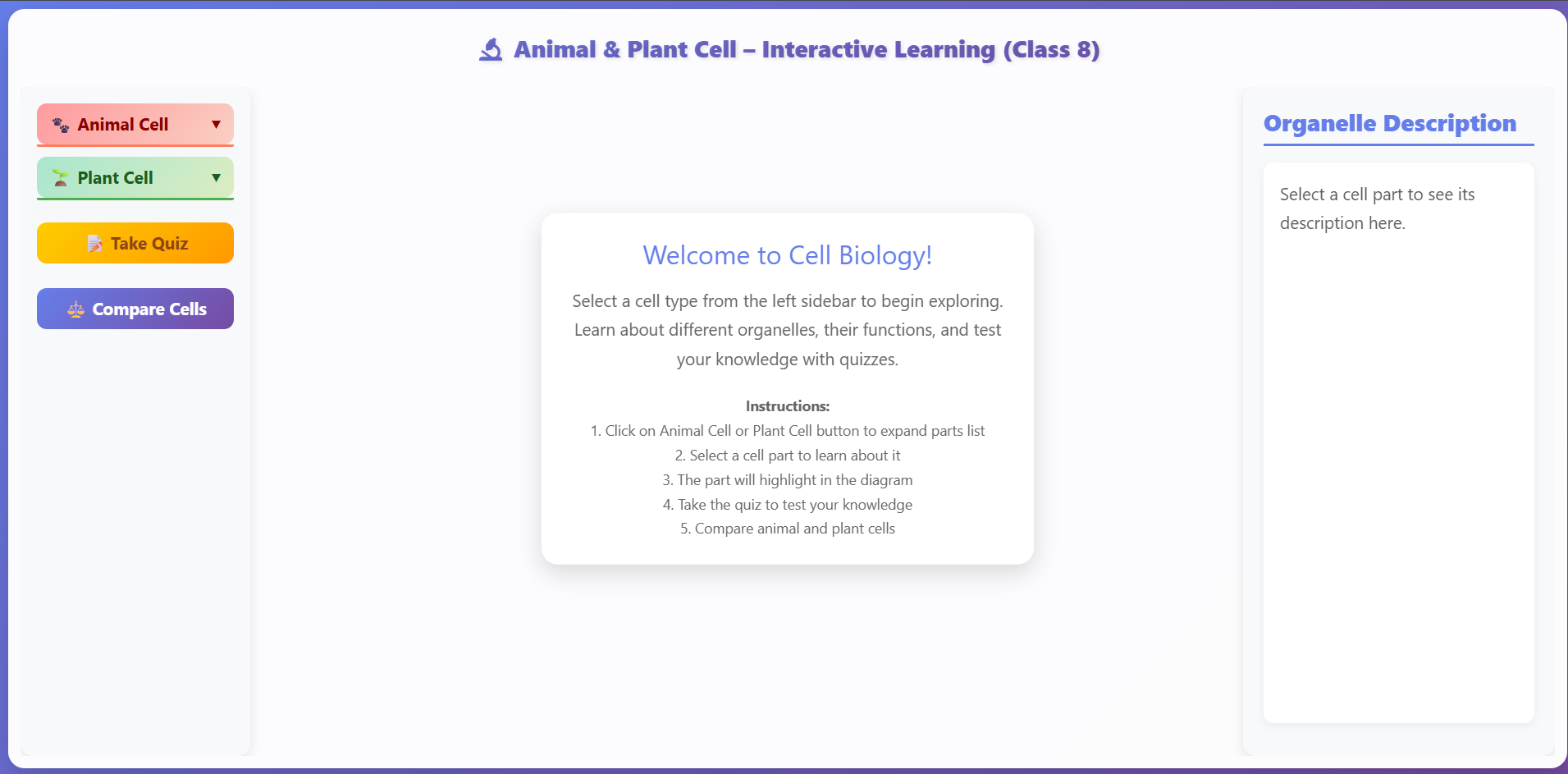 Structure of Plant Cell Animal Cell