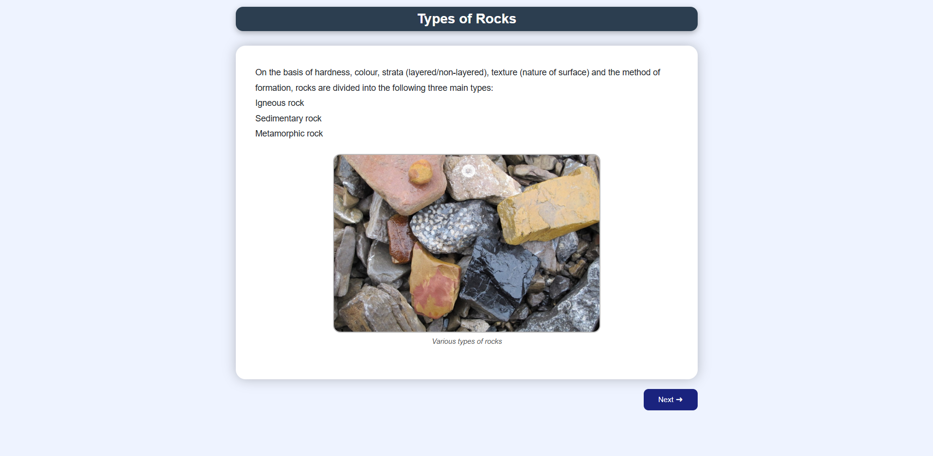 Types of Rocks