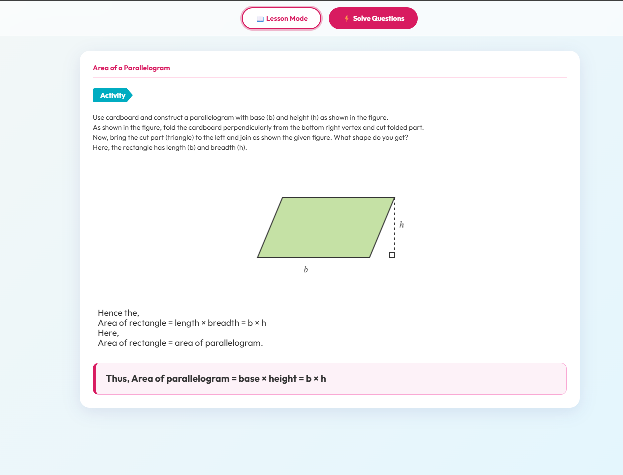 Area of a Parallelogram