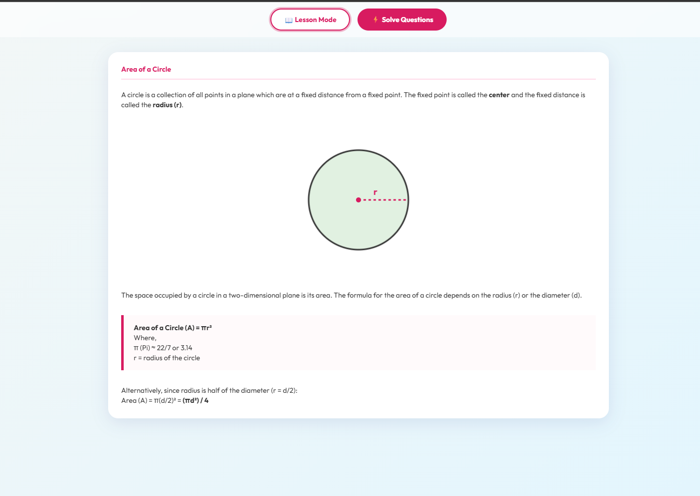 Area of a Circle