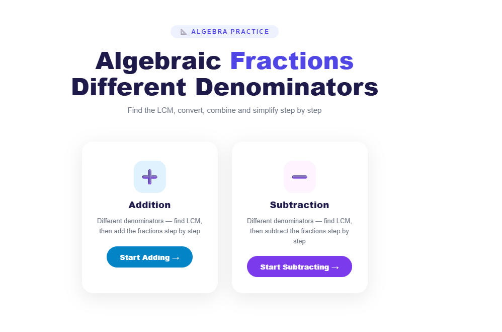 Addition and subtraction of algebraic fraction having different denominator