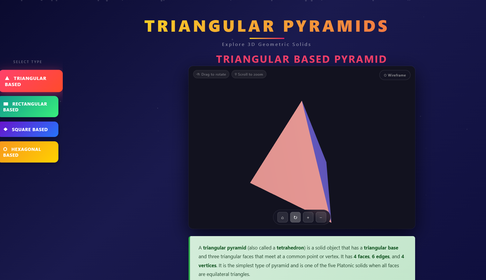Triangular base pyramid