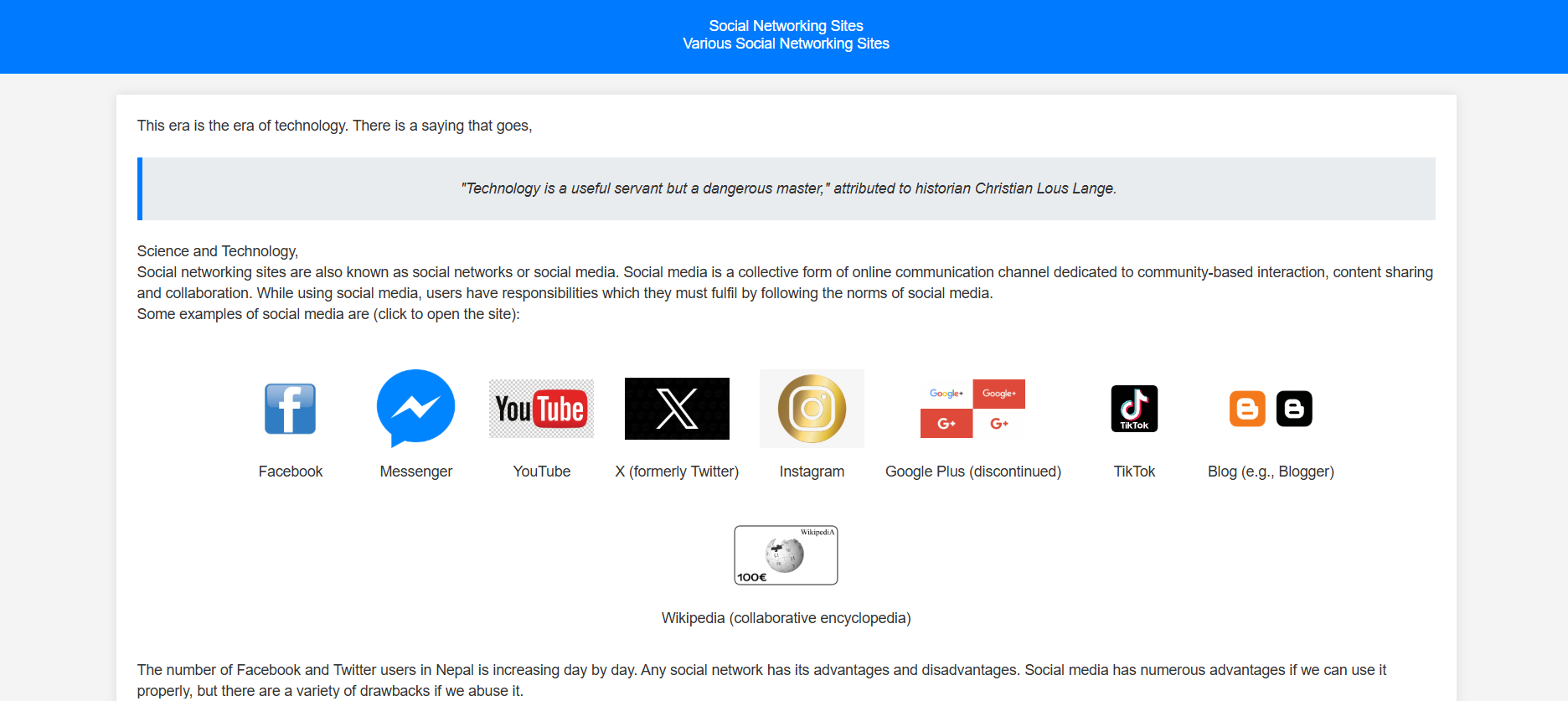 Social Networking Site
