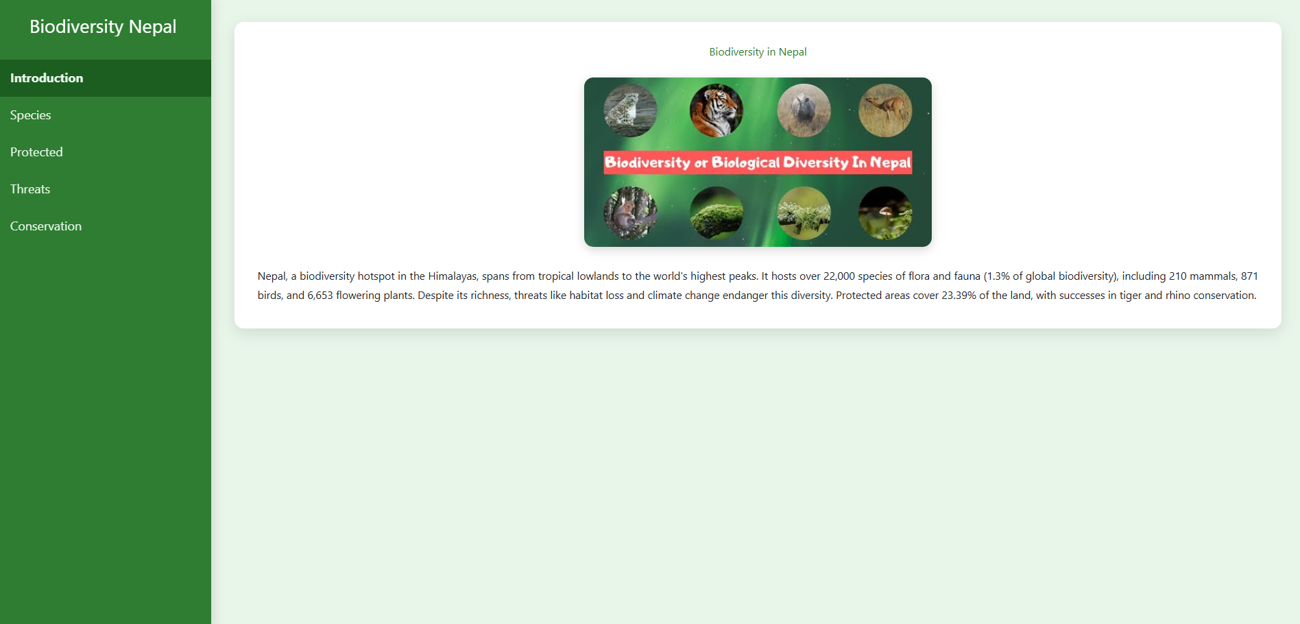 Present Status of Biodiversity in Nepal