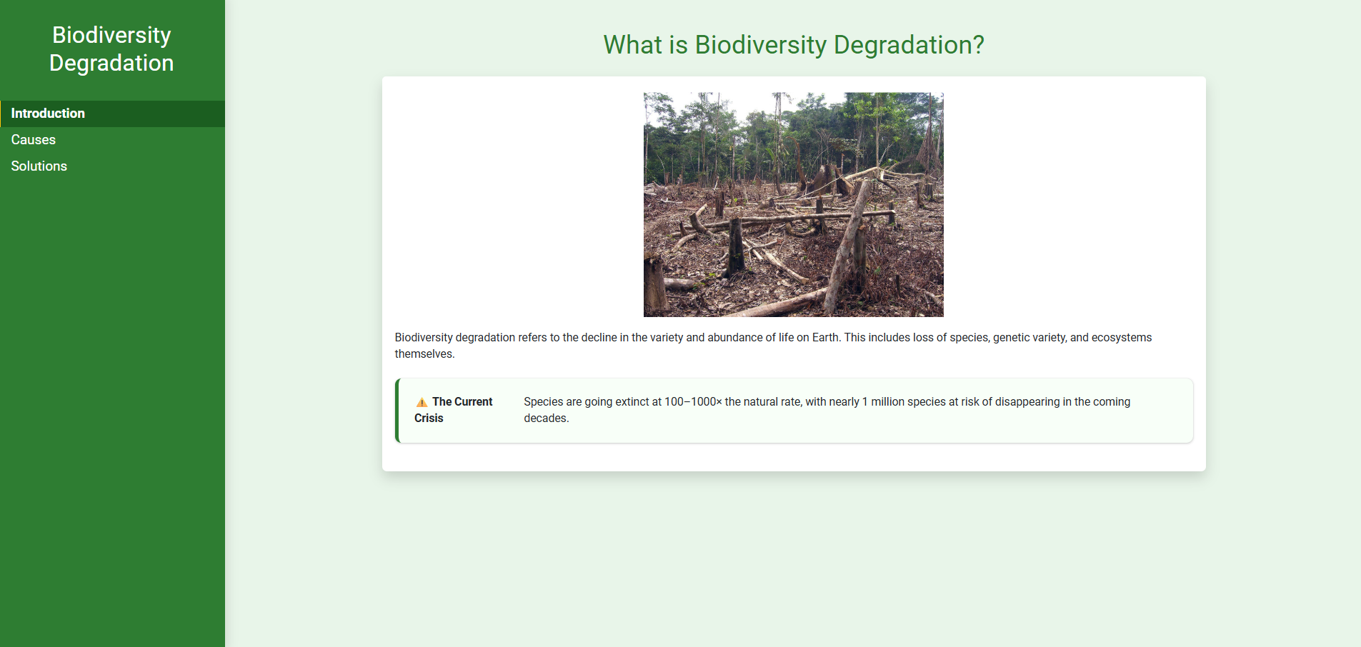 Causes of Biodiversity Degradation