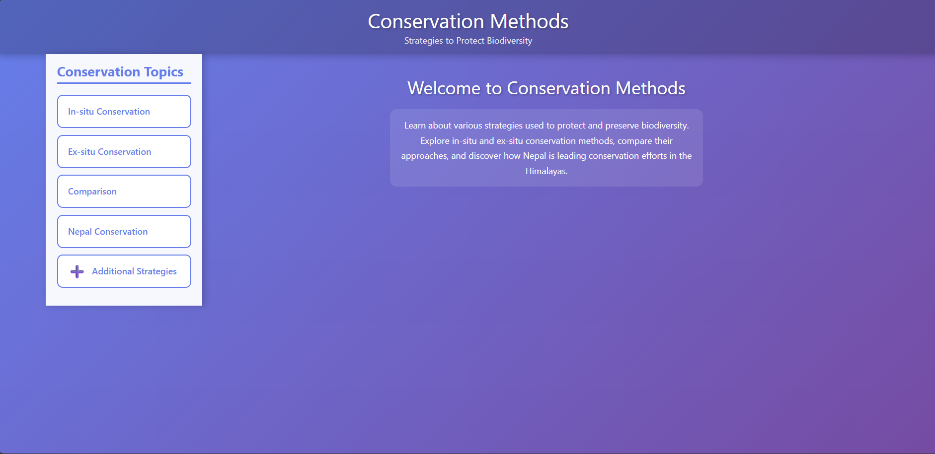 Conservation of Biodiversity