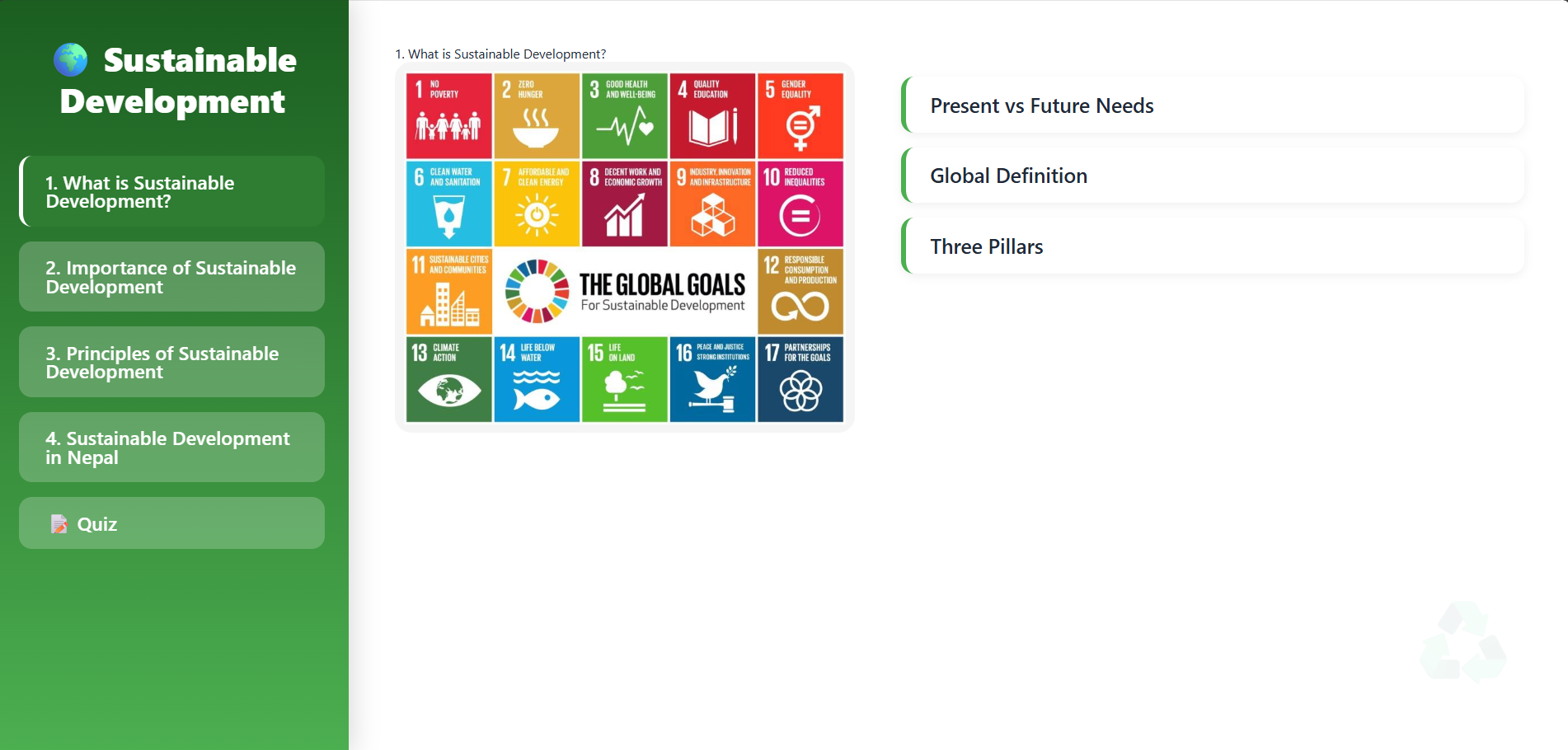 Aspects of Sustainable Development