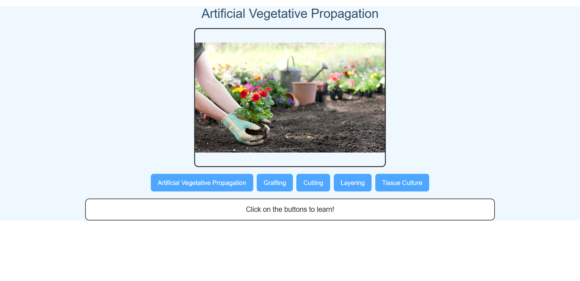 Artificial Vegetative Propagation in Plants