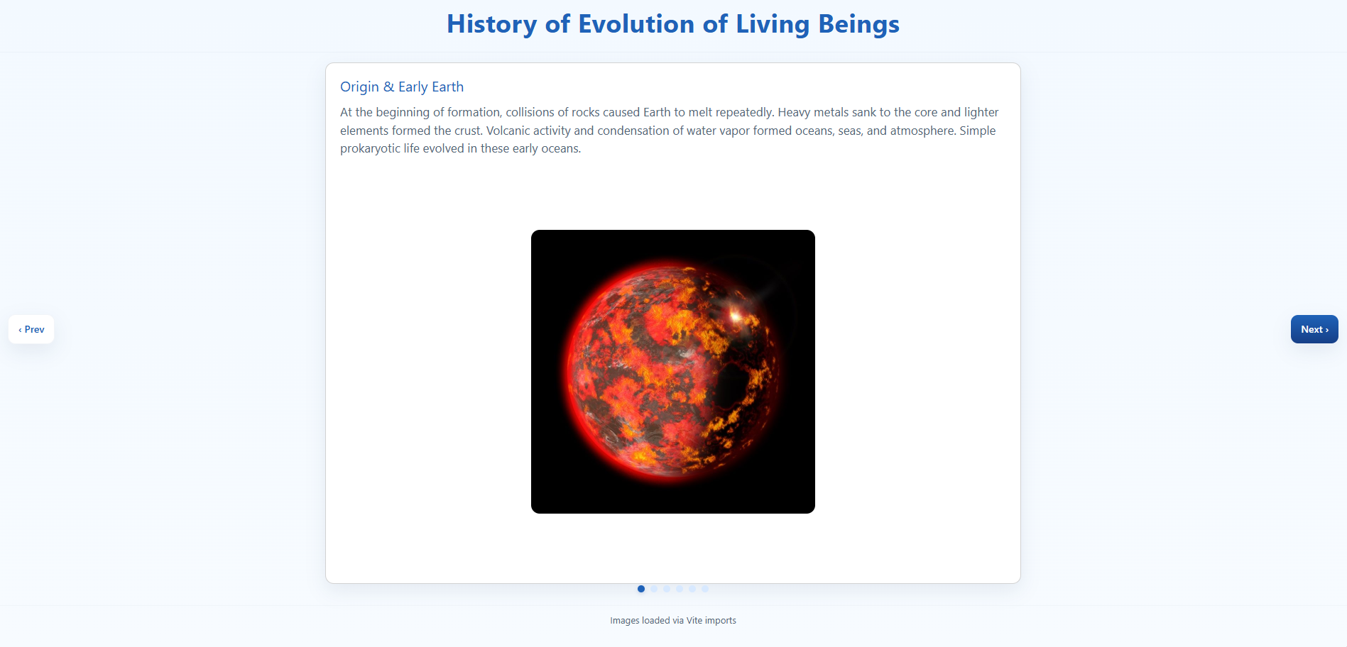 History of Evolution of Living Beings on Earth